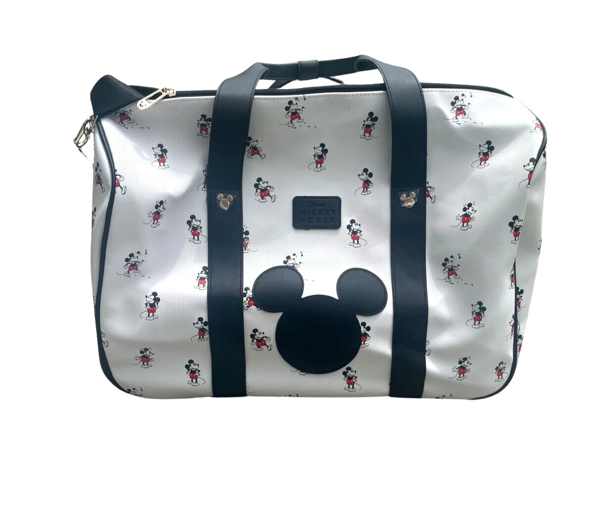 BIOWORLD DISNEY MICKEY MOUSE LARGE DUFFLE BAG WITH WHEELS WHITE & BLACK NWT