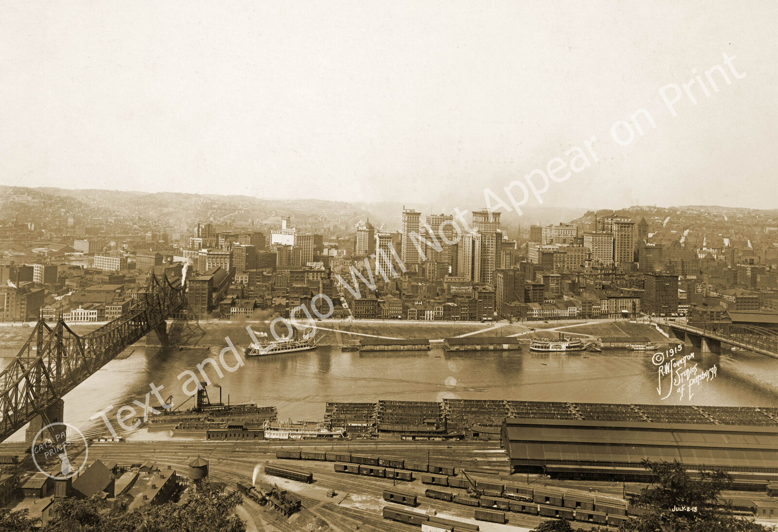 1915 Aerial View of Pittsburgh, Pennsylvania Old Photo 13\