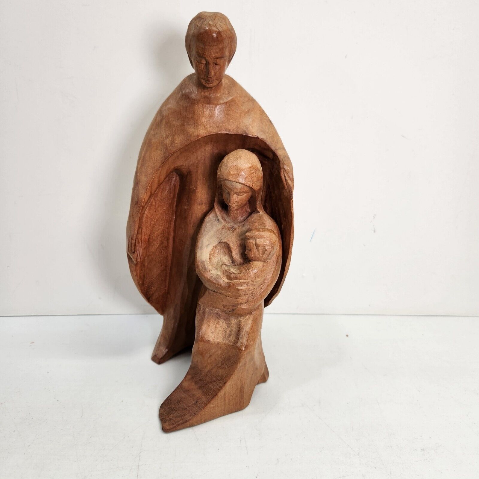 Vtg Mary Joseph & Baby Jesus Wooden Hand Carved 11.5\