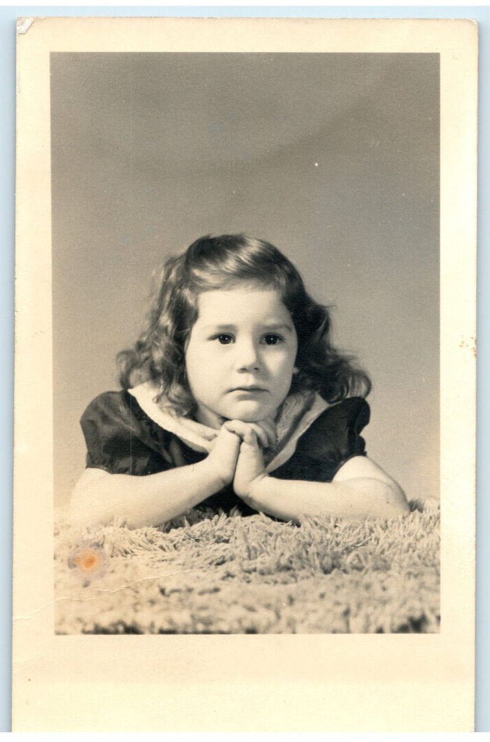 Vintage Postcard RPPC, Little Girl Posing for Portrait 1, 1940's