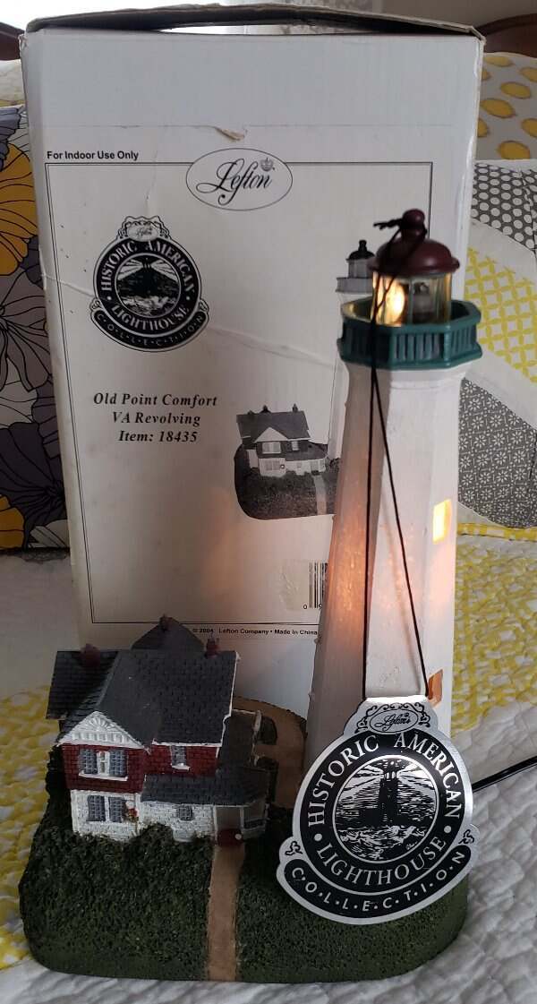 Lefton Old Point Comfort Lighthouse With Keepers House Lamp Electric In Original
