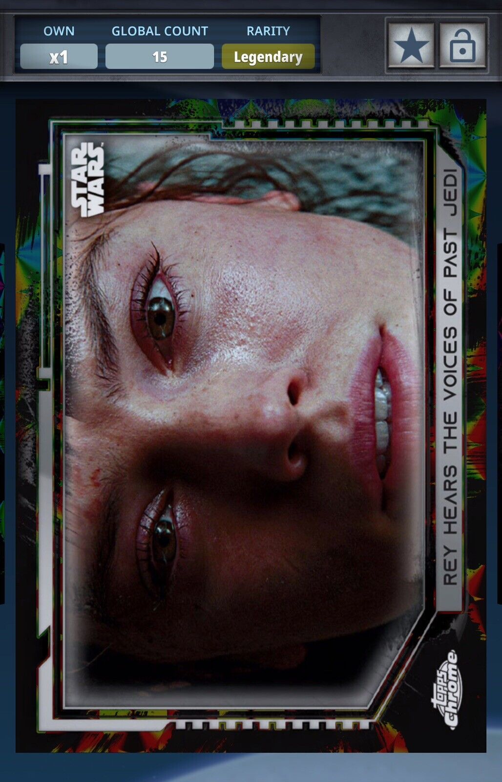 Star Wars Card Trader Chrome Legacy Rey Hears Voices Of Past Jedi Legendary 15CC