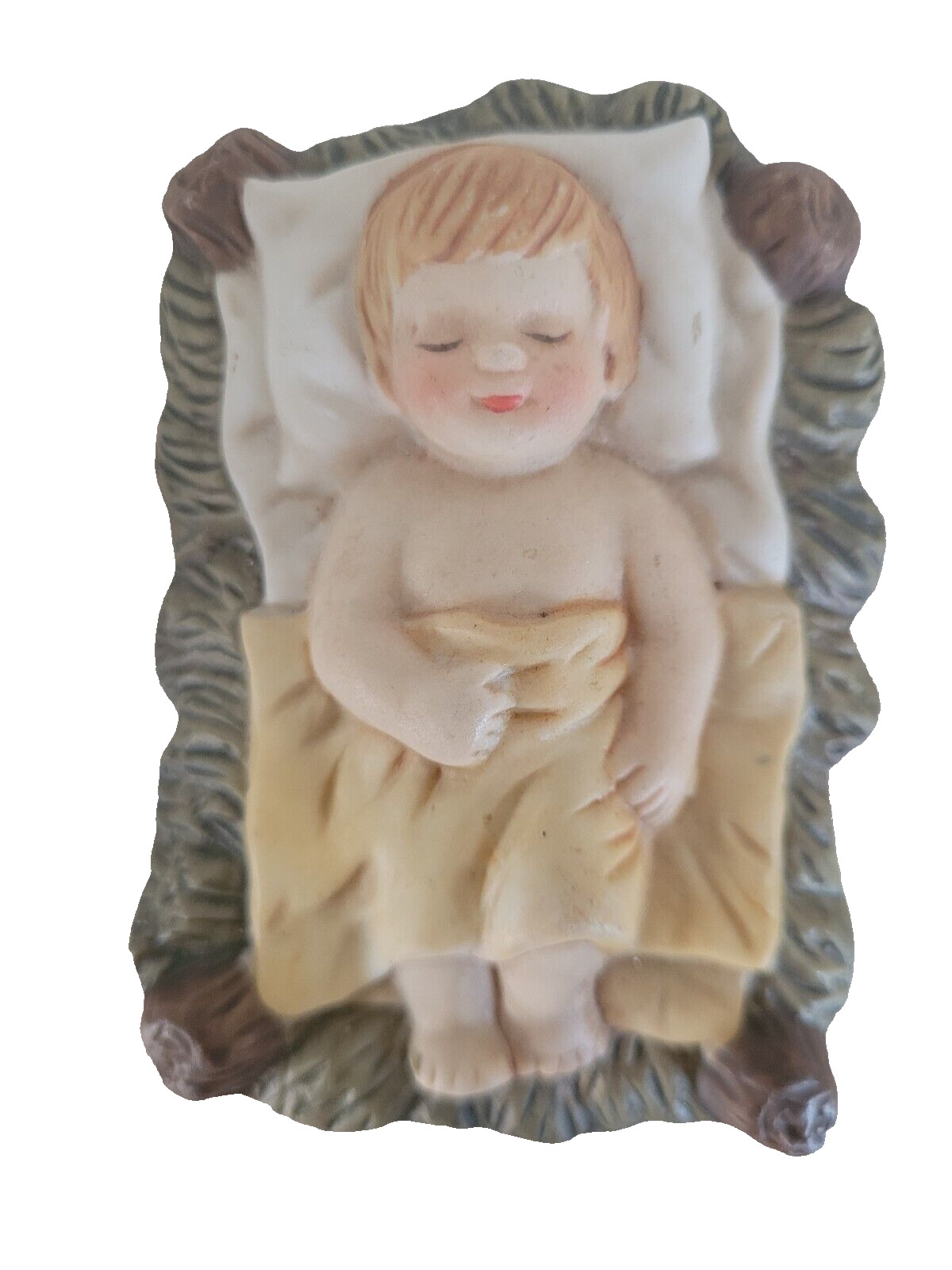 Vintage Ceramic Baby Jesus in Manger Nativity Figurine  OCI Replacement Piece