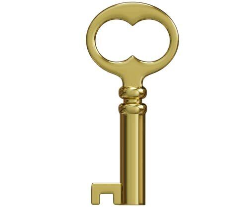 KY-18 Solid Small Hollow Barrel Skeleton Key Brass Plated