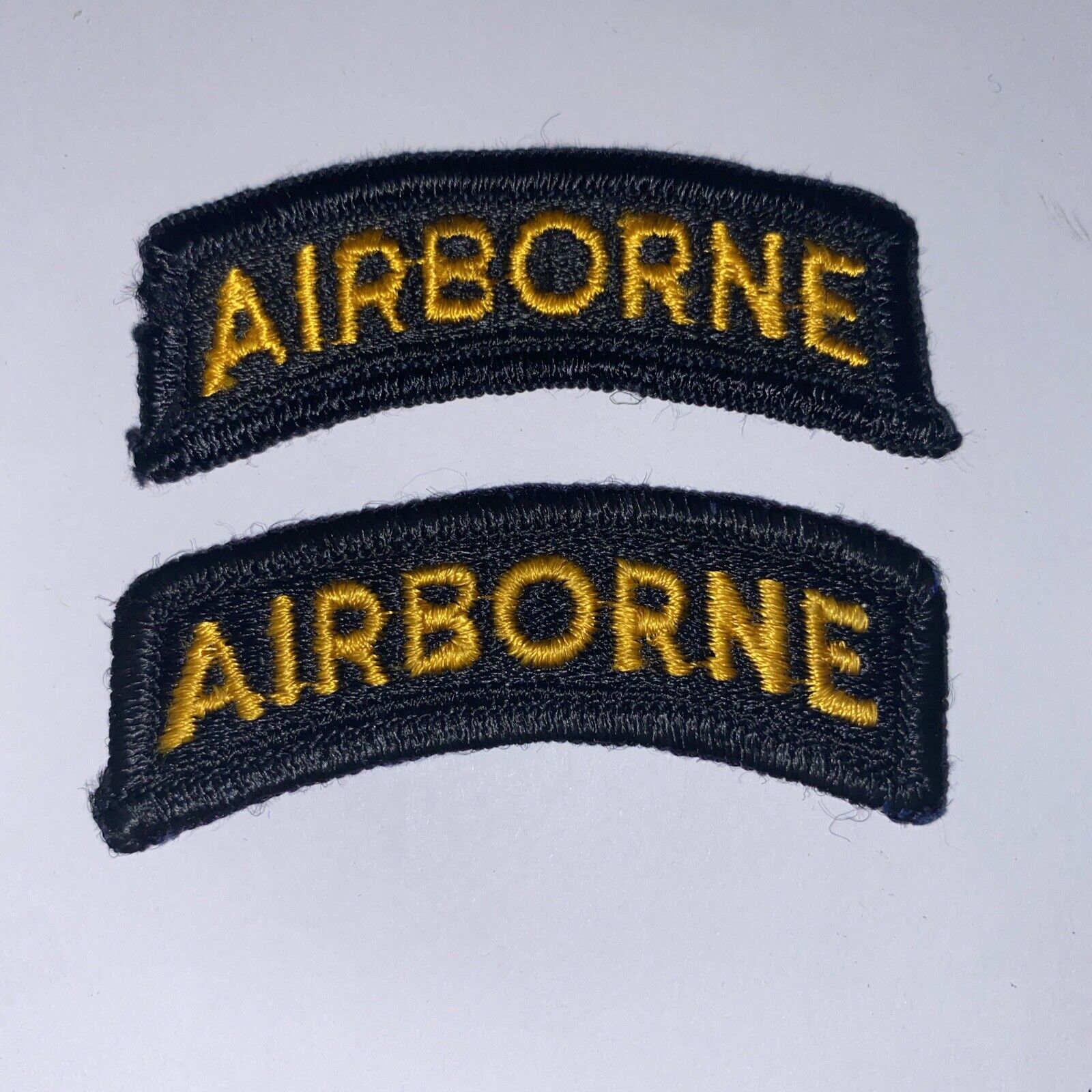 1960s US Army Paratrooper Airborne Infantry Tab Patch Pair L@@K Black & Gold,