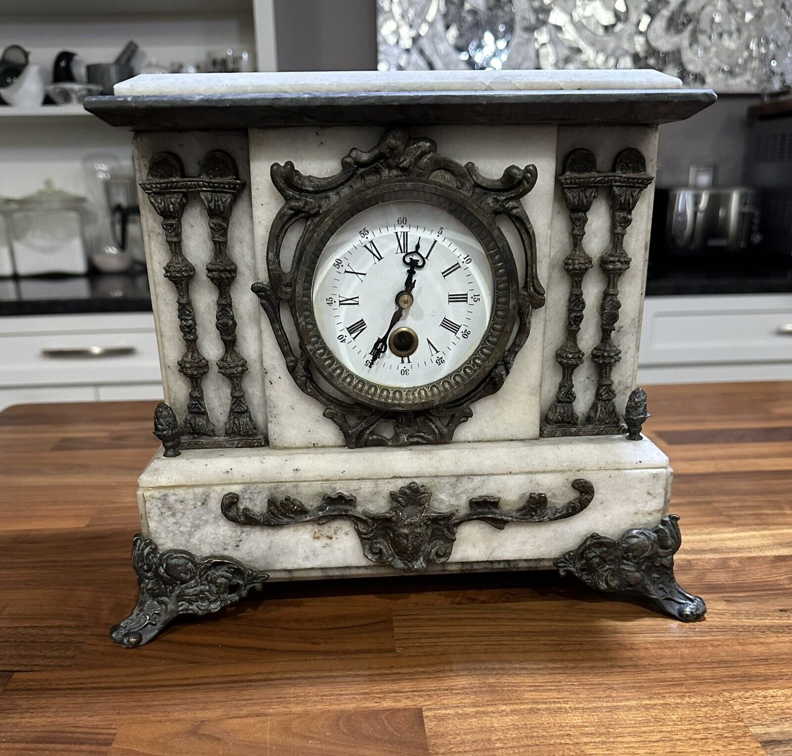 Vintage Maitland- Smith Marble Mantle Clock