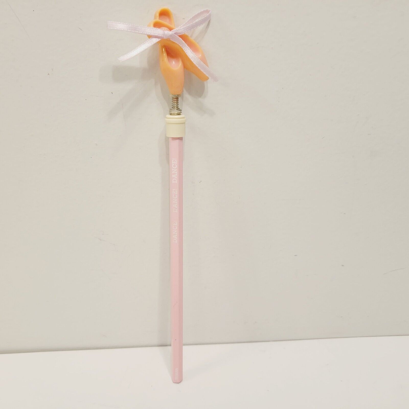 VTG Pink Bow Ribbon Ballerina Shoe Spring Topper Dance Wood Pencil Taiwan