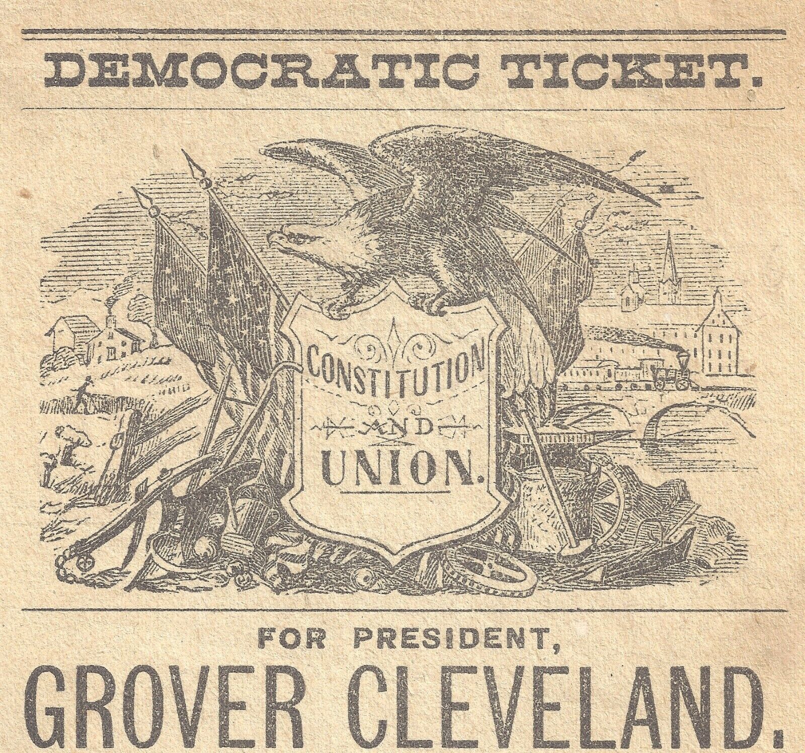 1884 New Hampshire Ballot ~ Grover CLEVELAND & HENDRICKS Nice Graphics