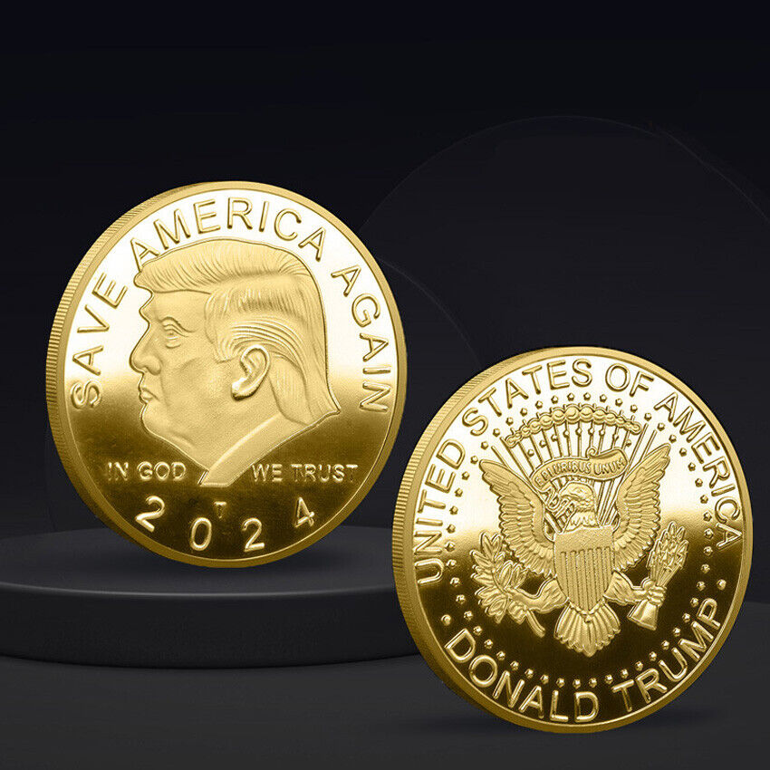 100 PCS Gold Plated 45Th President Donald Trump Coins Gifts Commemorative 2024