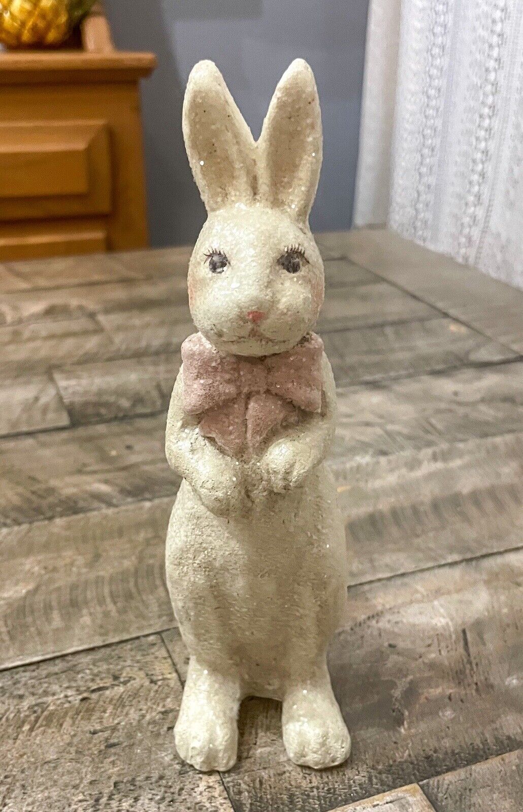 ESC Trading Co Paper Mache Bunny, M Collection Rabbit Figurine 8” Broken Foot