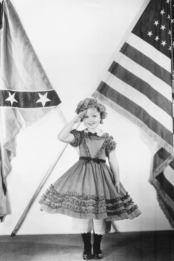 SHIRLEY TEMPLE BY AMERICAN FLAG 24x36 inch Poster