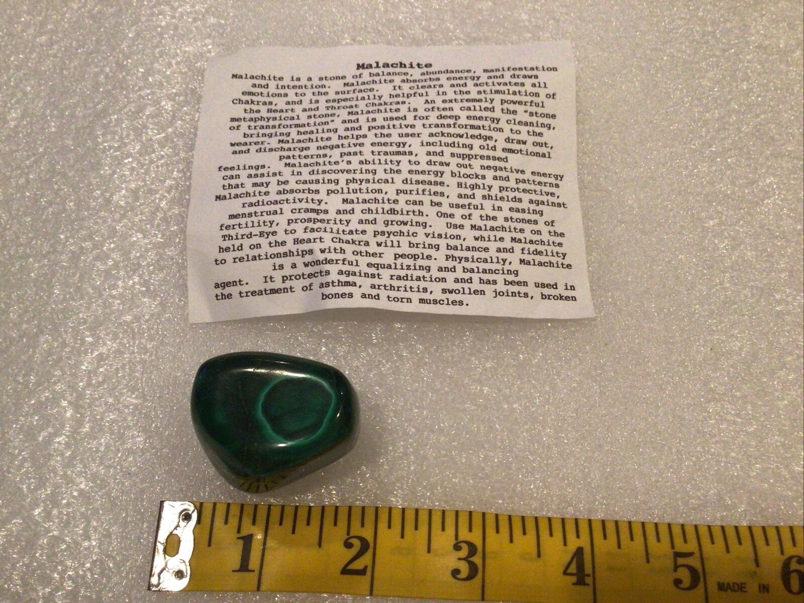 1 Medium Malachite Tumbled Stone (Crystal Healing Reiki Gemstone Metaphysical)