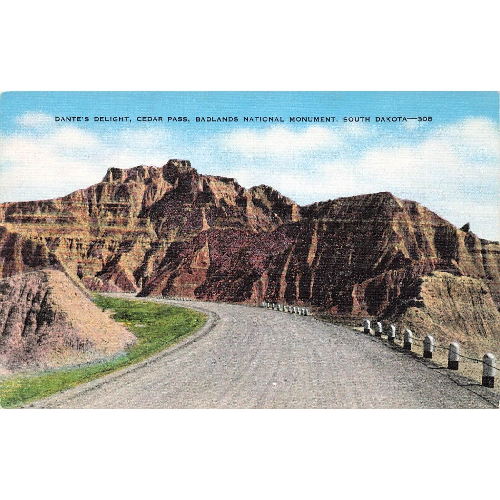 Postcard Dante's Delights, Cedar Pass, Badlands National Monument, South Dakota