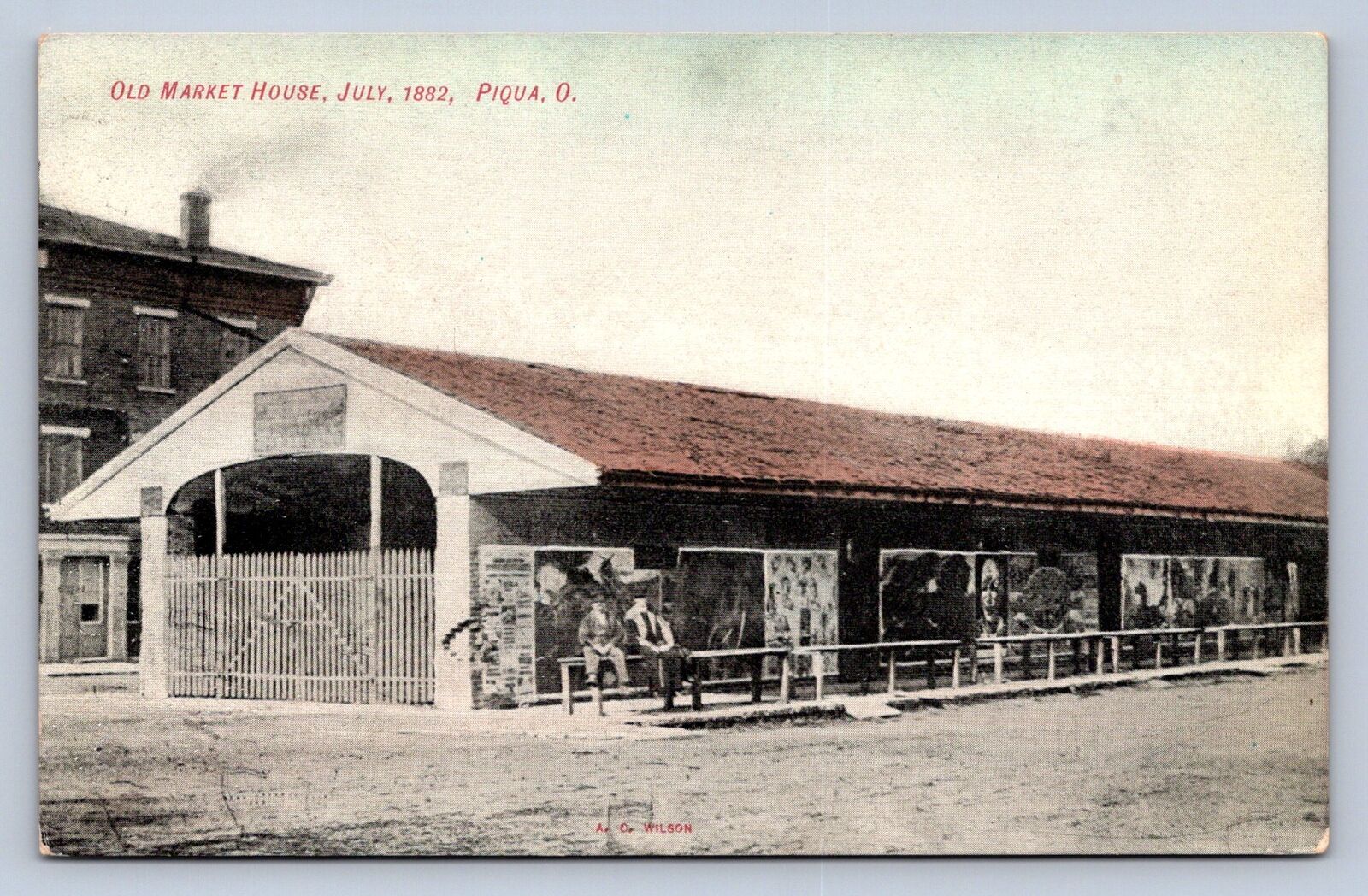 J98/ Piqua Ohio Postcard c1910 Old Market House July 1882 View 57