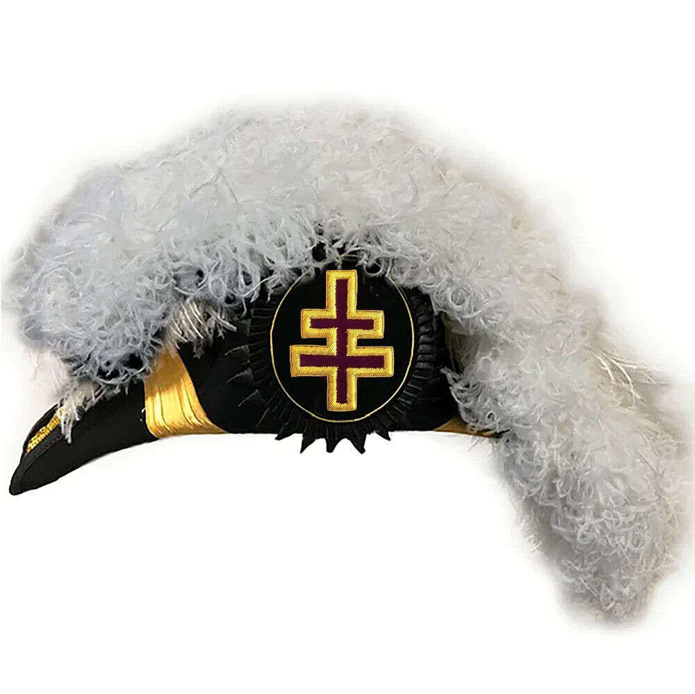 GRAND ENCAMPMENT OFFICER KNIGHTS TEMPLAR COMMANDERY CHAPEAU - ALL WHITE PLUMES