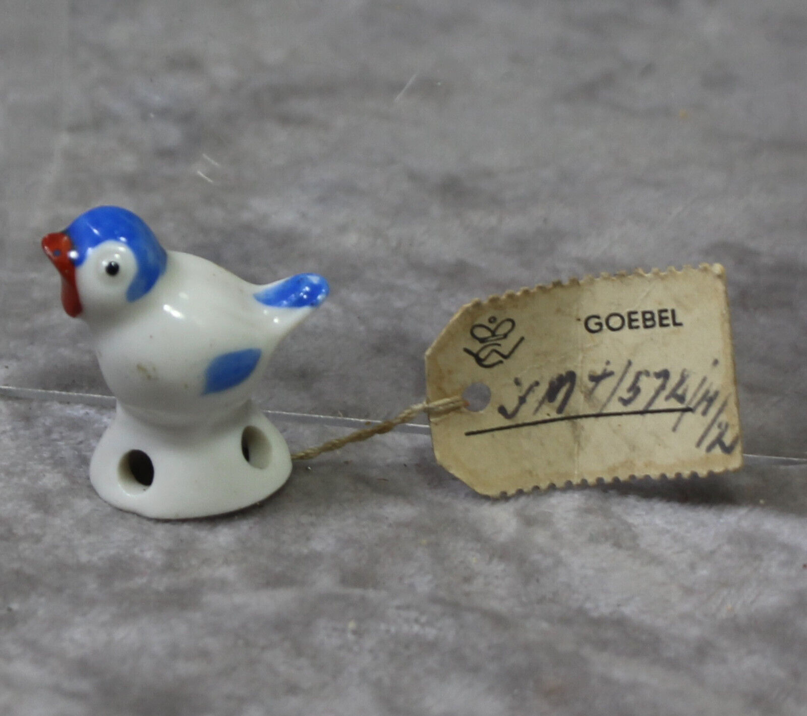 Vintage German Goebel Bisque Bird Tea Drip Catcher w Orig Tag