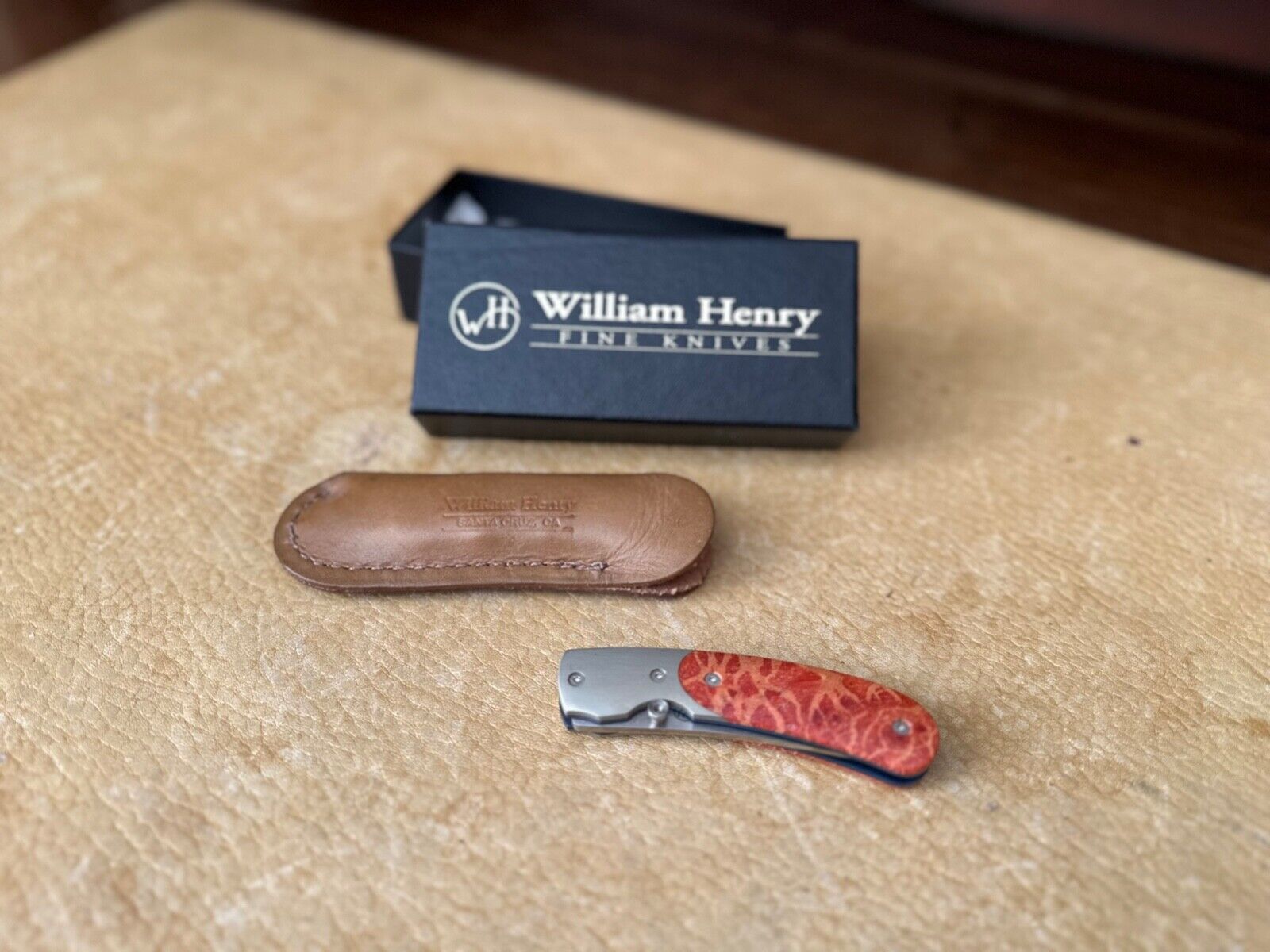 William Henry  Pocket Knife - Early Production w/ Red Apple Scales
