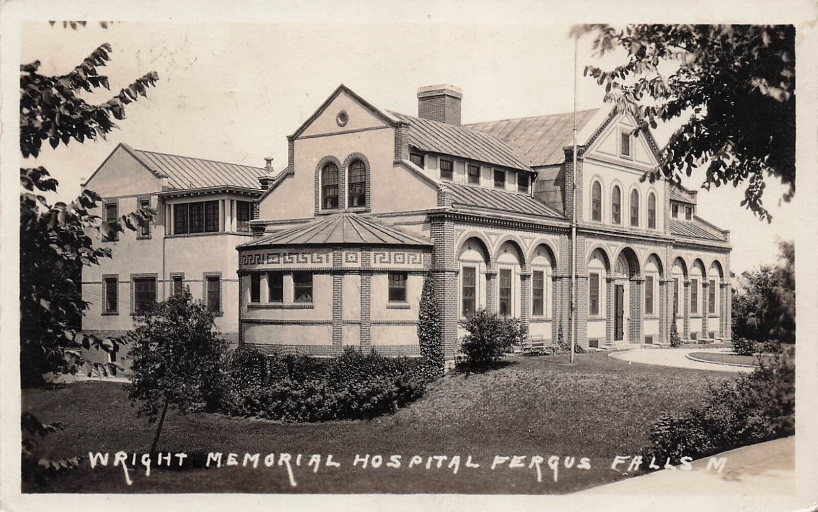 RPPC Fergus Falls Minnesota Wright Memorial Hospital 1920s Photo Postcard E7