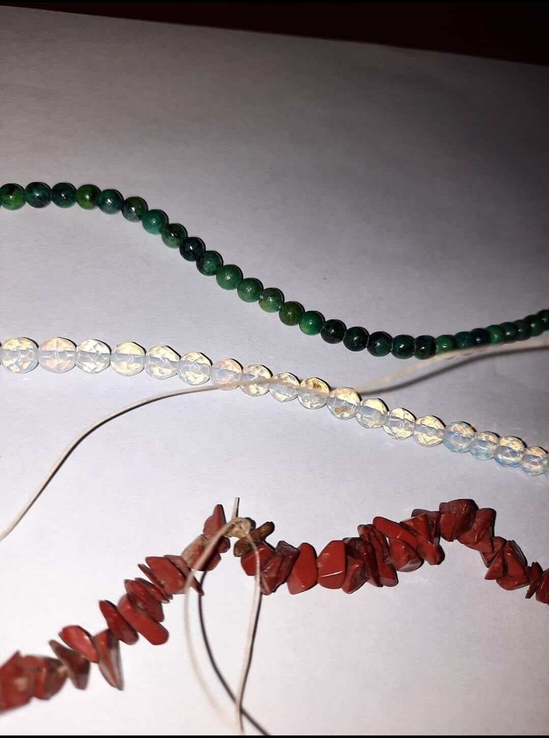 Lot of 3 gemstone Beads Strands  Jewelry malachite Azurite Jasper opalite semi