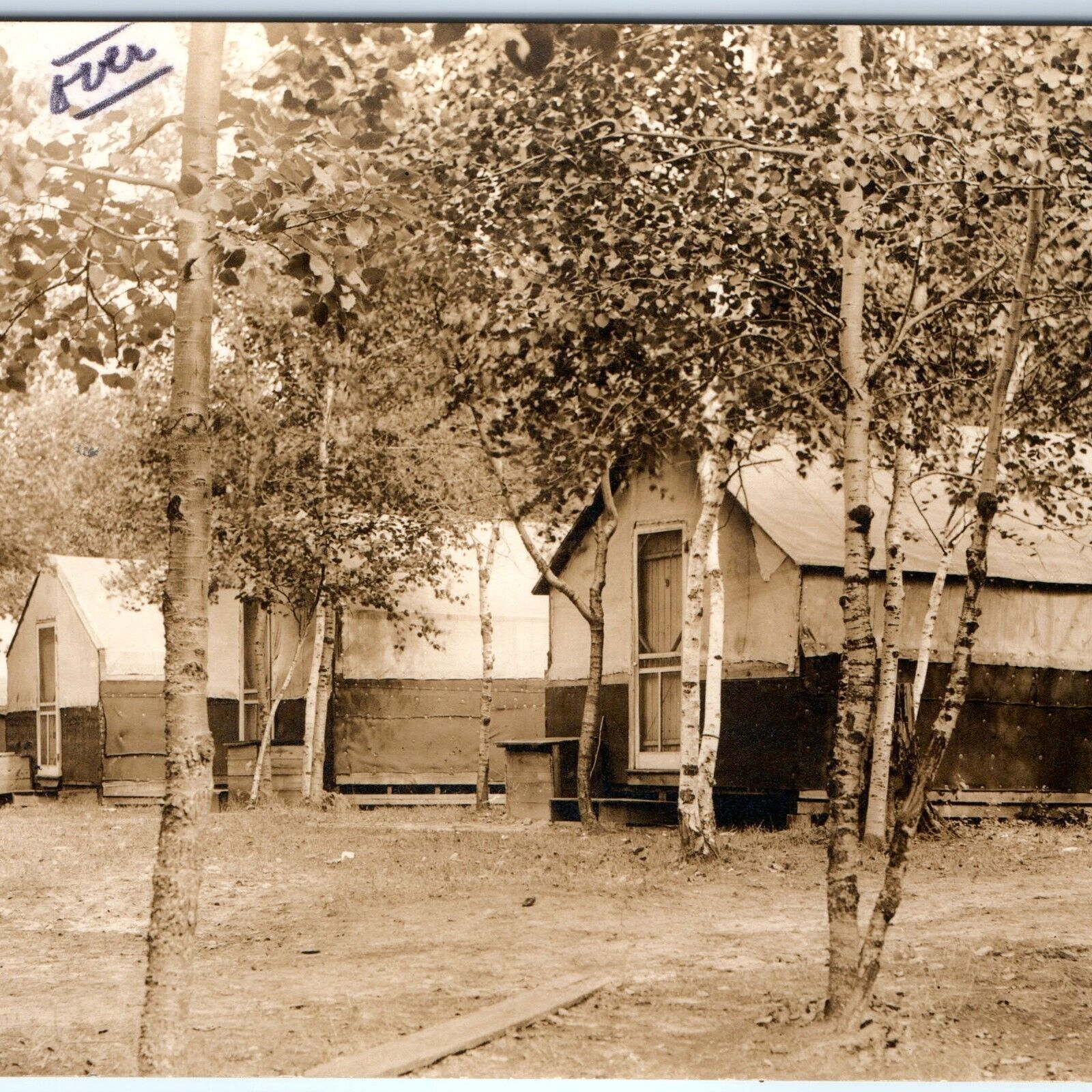 c1910s Camp Resort Shacks RPPC Cabins Unknown Location Real Photo PC A129