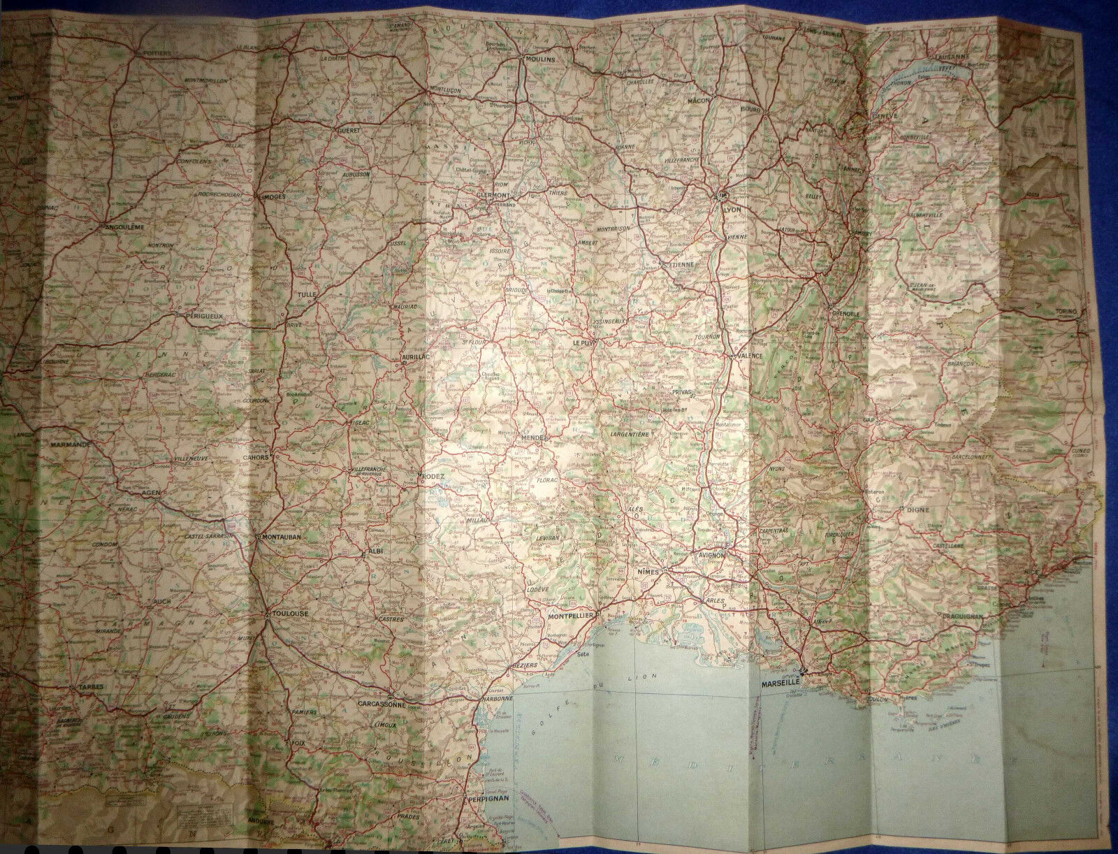 RARE MAP - 1955 - FRANCE - Folding Tourist Map - SHELL - PARIS - NICE - BORDEAUX