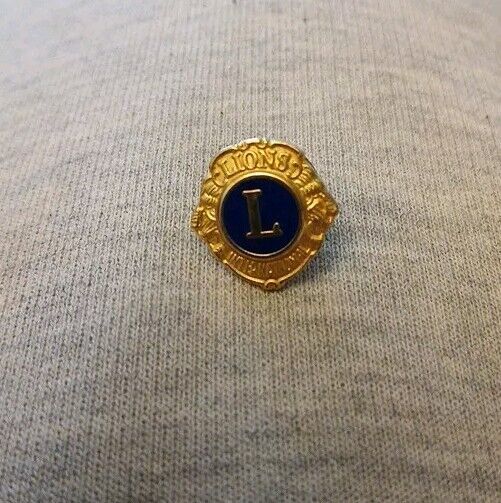 Vintage Lions International Lions Club Blue & Gold Tone Lapel Hat Pin