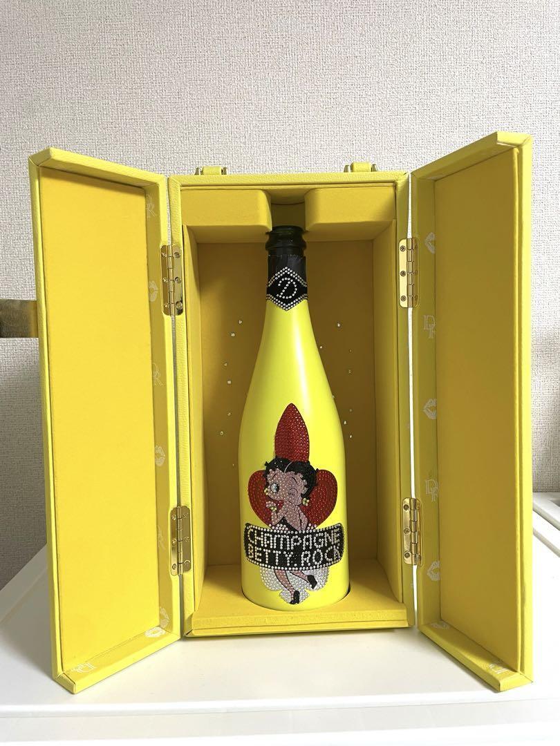 BETTY BOOP D.ROCK Yellow Luxury Champagne Leather Empty Box Empty Bottle Set