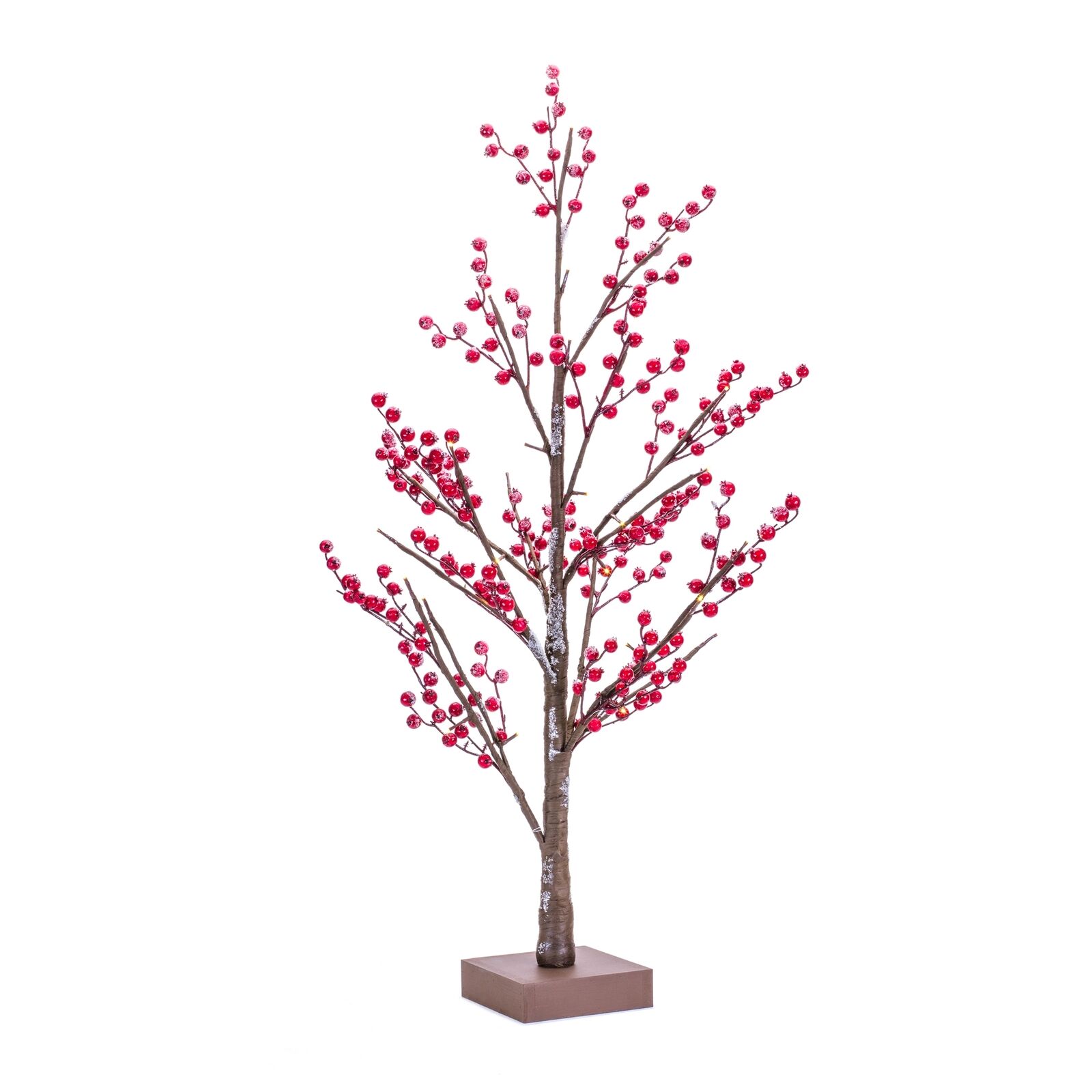 Melrose LED Lighted Frosted Berry Twig Tree with Base 38\