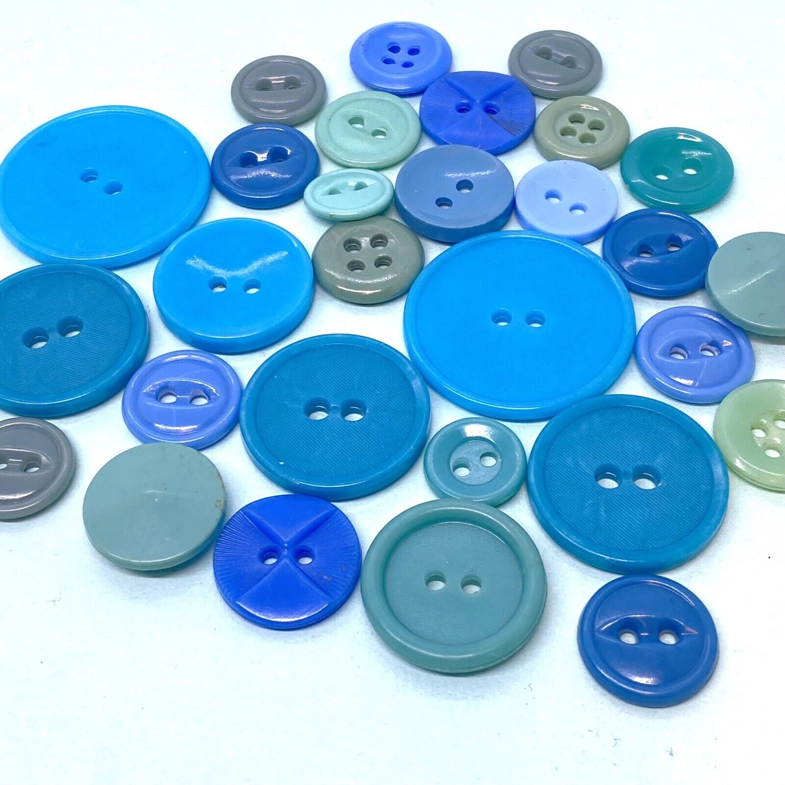 Vintage Colt Button Lot Aqua Turquoise Blue Confirmed Plastic House Dress