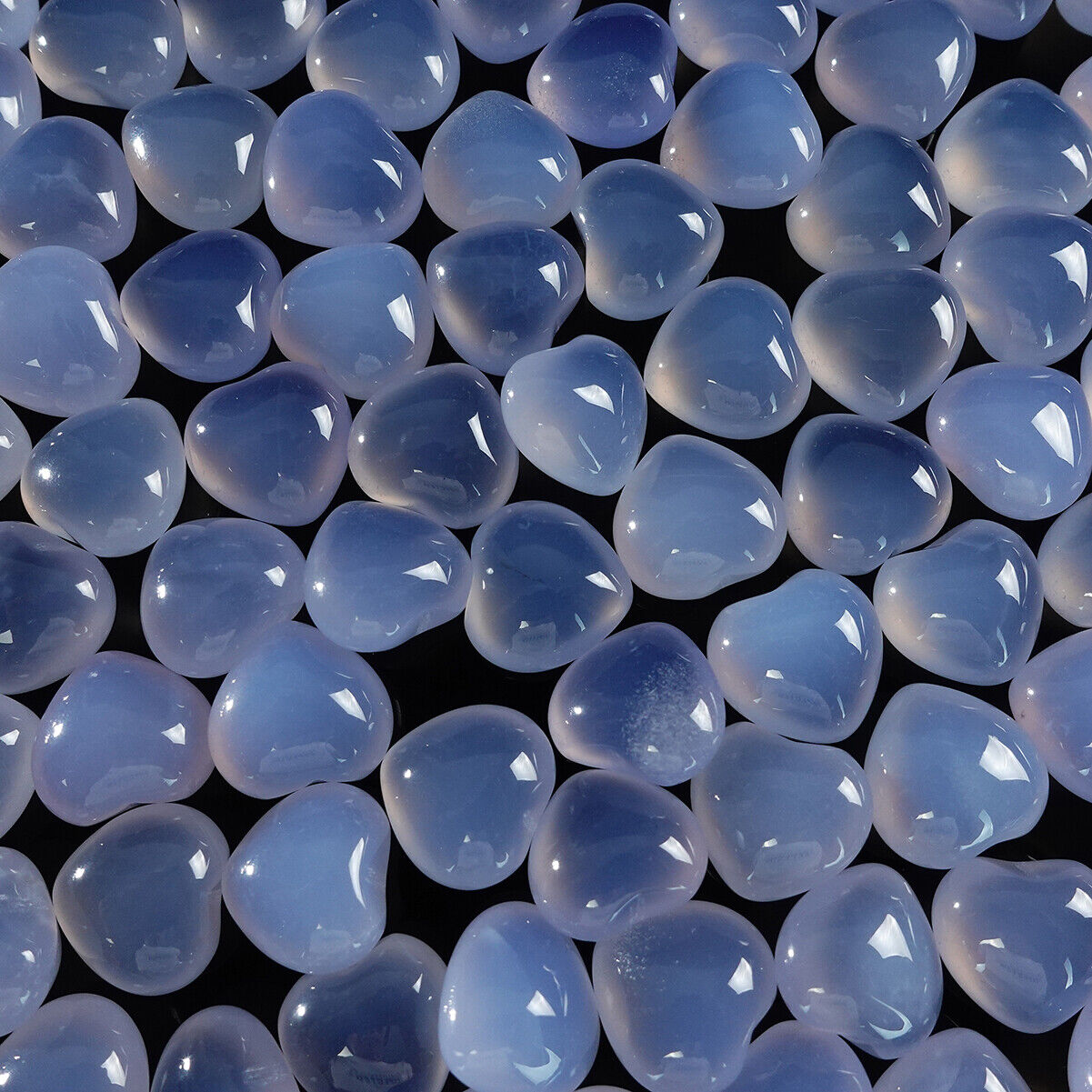 10PCS Heart Natural Crystal Blue Chalcedony Carved Reiki Healing DIY Craft 5PCS