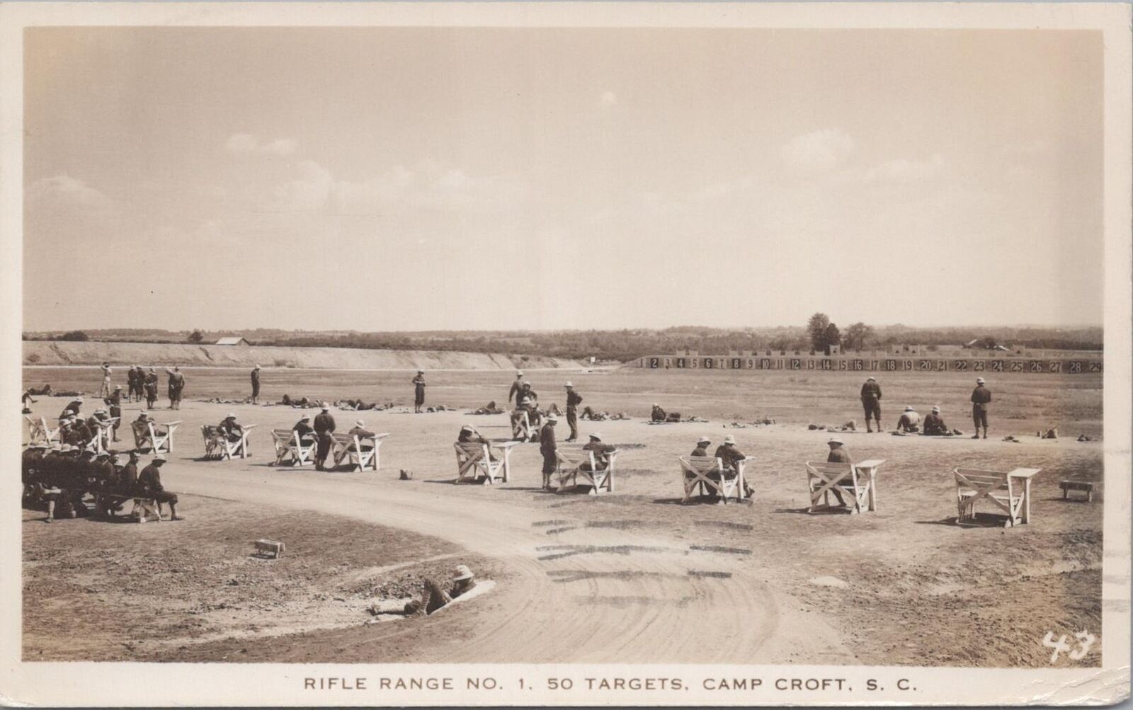 RPPC Postcard Rifle Range No 1 50 Targets  Camp Croft SC South Carolina