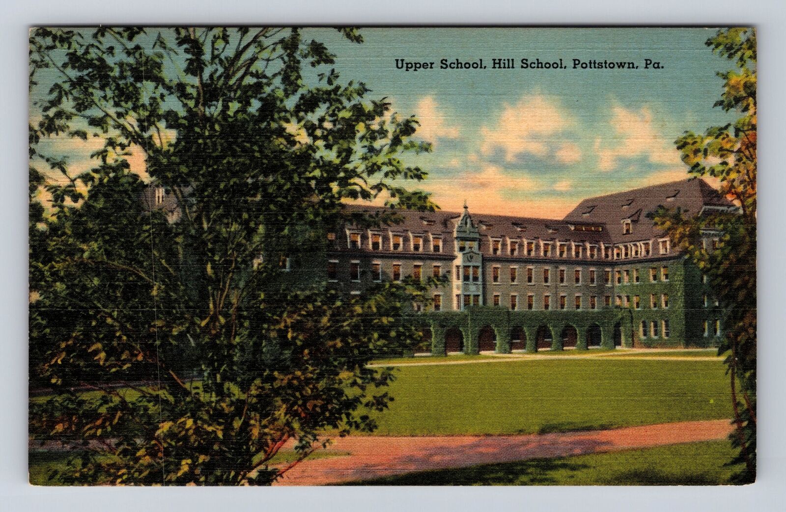 Pottstown PA-Pennsylvania, Hill School, Upper School, Antique Vintage Postcard