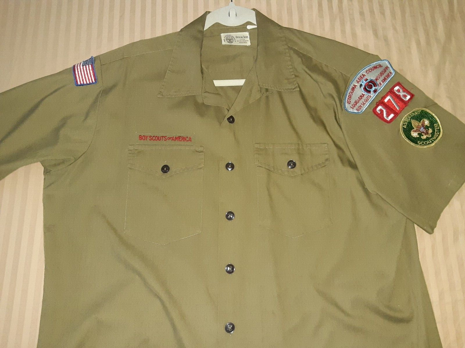 VTG Official BSA Olive Green XL Uniform Shirt Troop 278 Istrouma Area Council LA