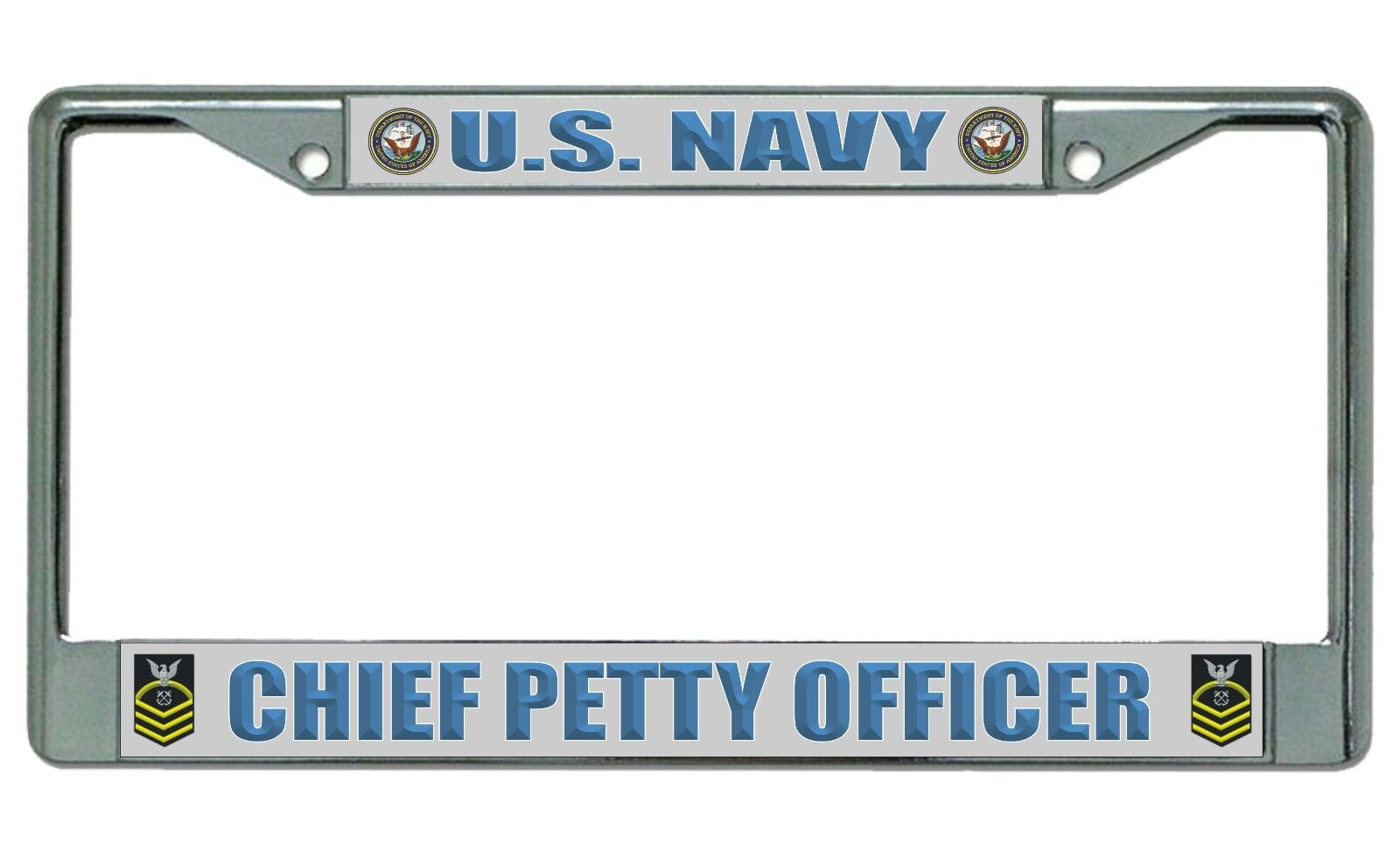 NAVY CHIEF PETTY OFFICER USA MADE MILITARY LICENSE PLATE FRAME 