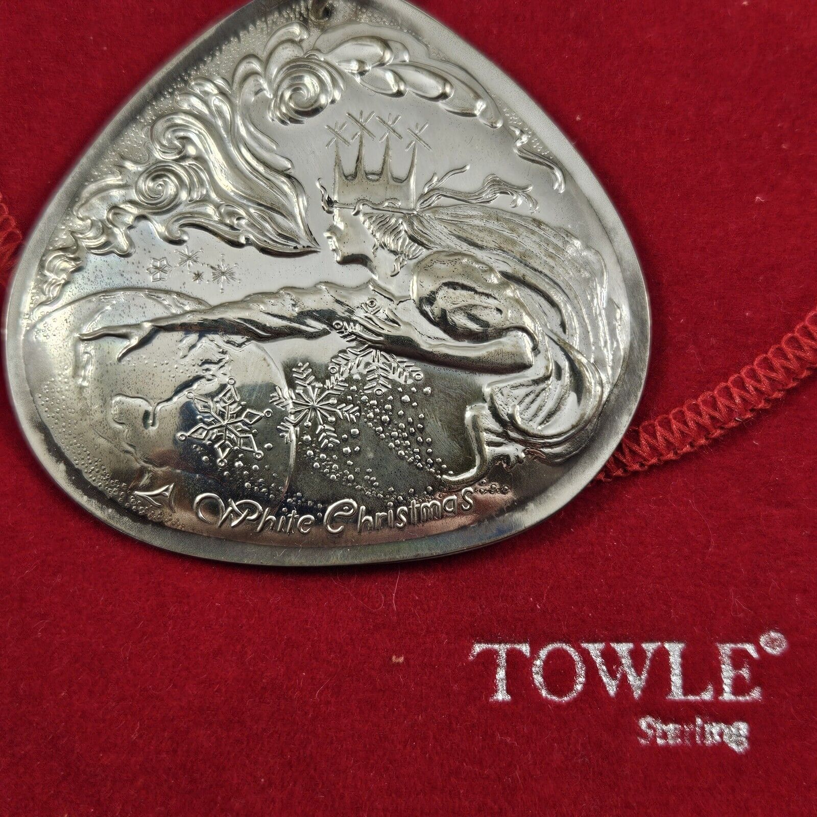 Towle Sterling Silver White Christmas Ornament 1987 Medallion Vintage 