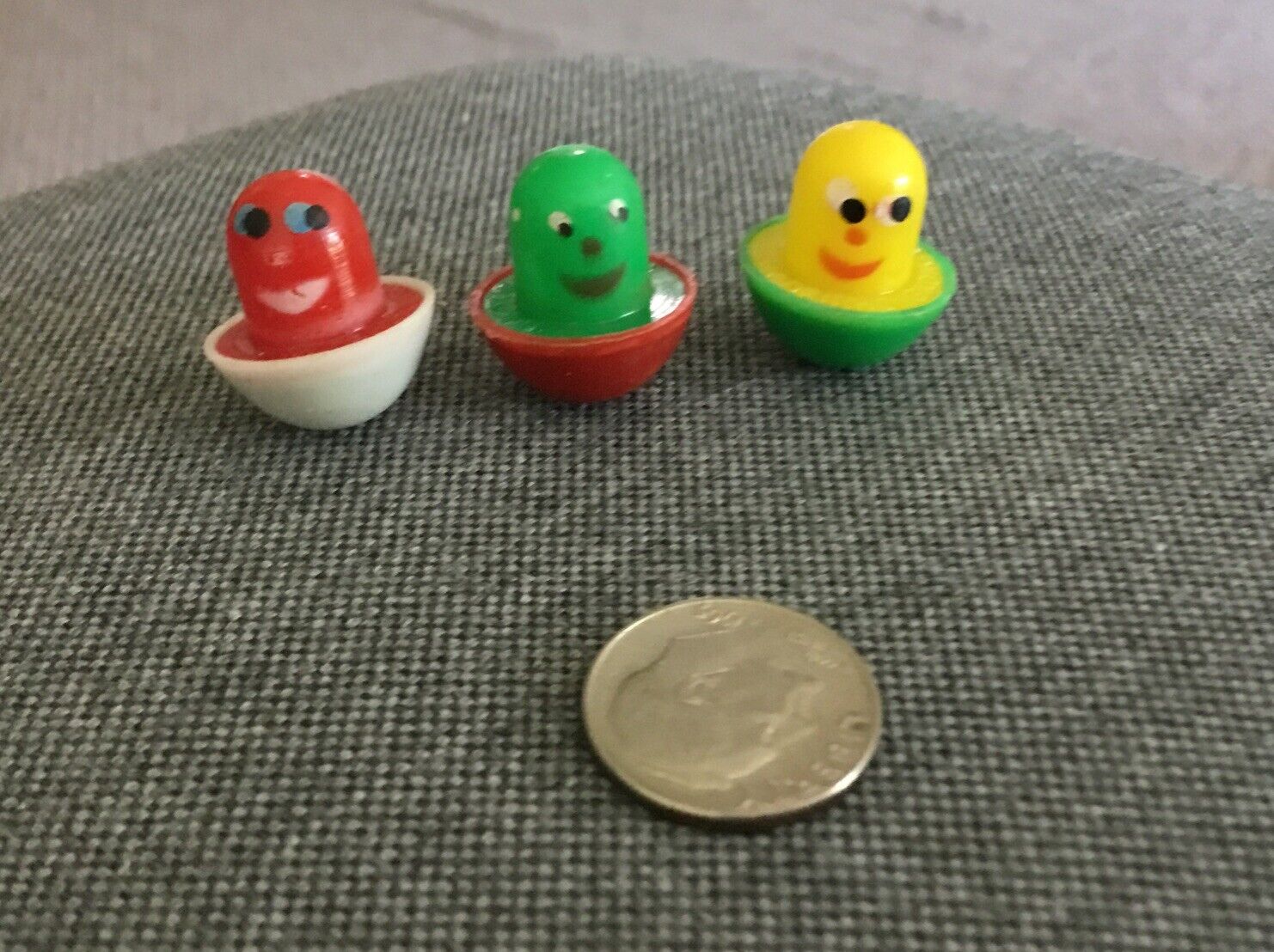 Vintage Gumball? Prize Miniature Roly Poly With Smiley Face Lot Of 3 HK