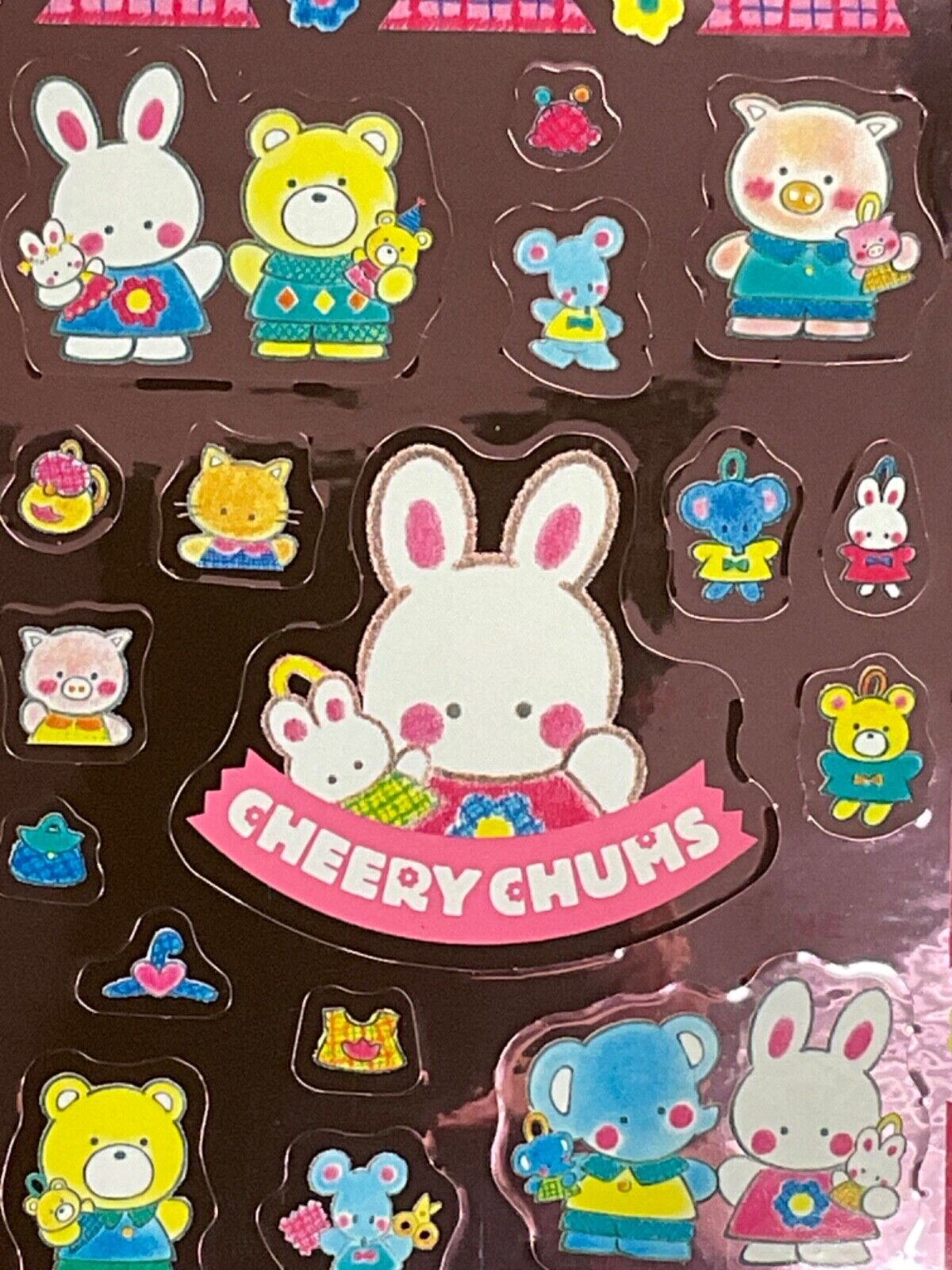 Vintage Sanrio Foil Mylar Stickers Cheery Chums Rabbit Japan Rare 1979 1991