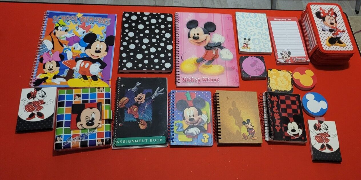 MASSIVE LOT  Vintage Disney Mickey Minnie Mouse Post its,  Stationary, notebooks