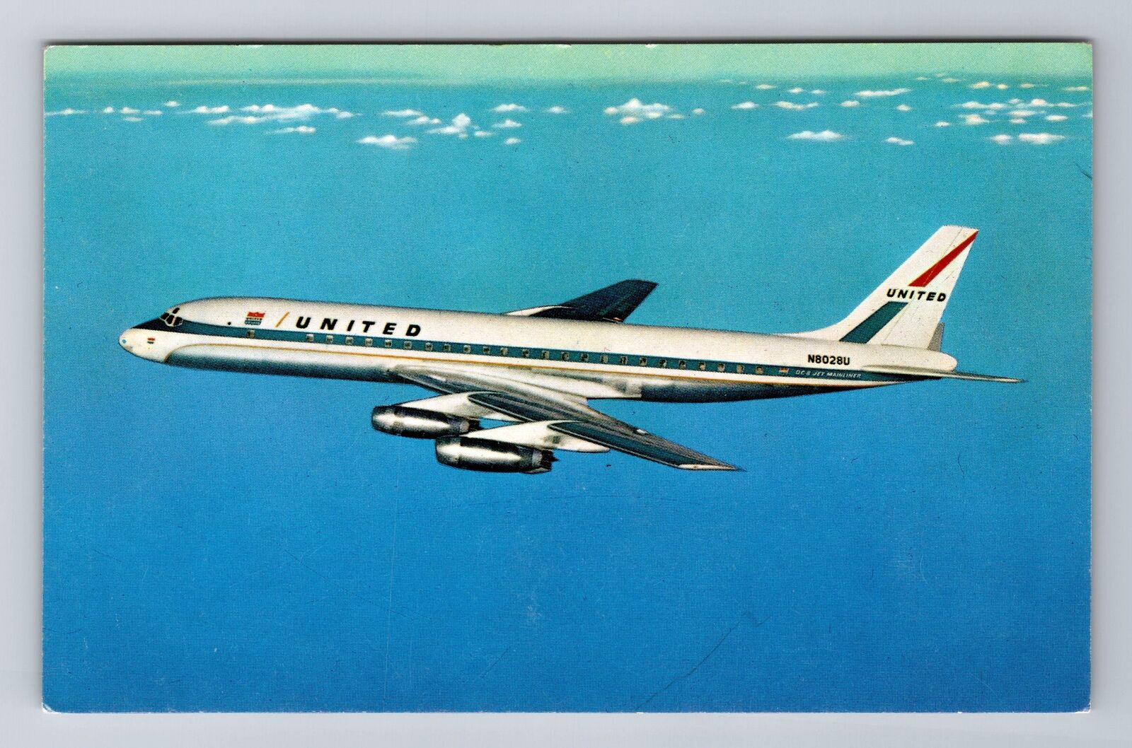 United Air DC-8 Jet, Plane, Transportation Antique Vintage Souvenir Postcard