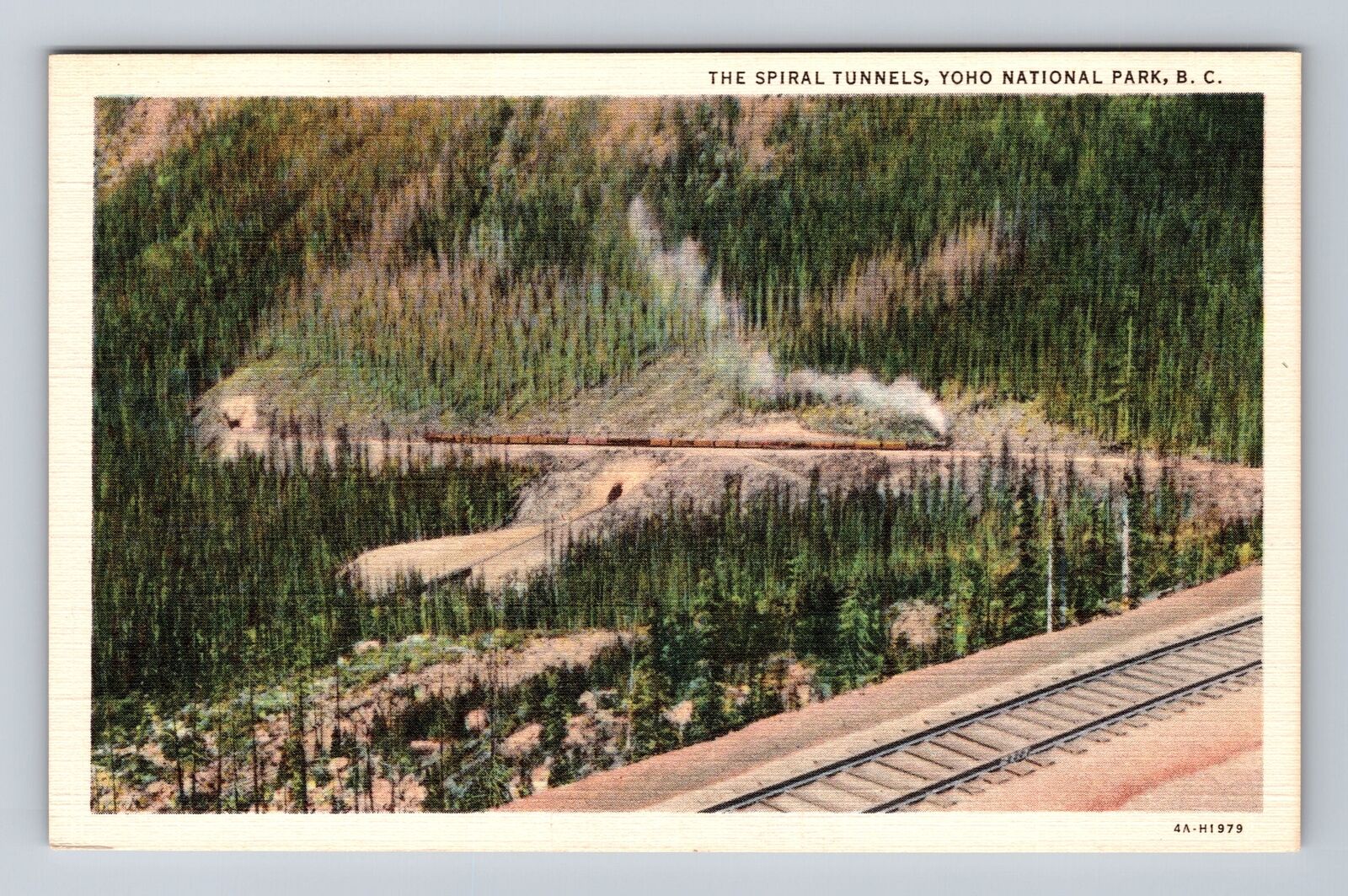 Yoho National Park-British Columbia, Spiral Tunnels, Antique Vintage Postcard