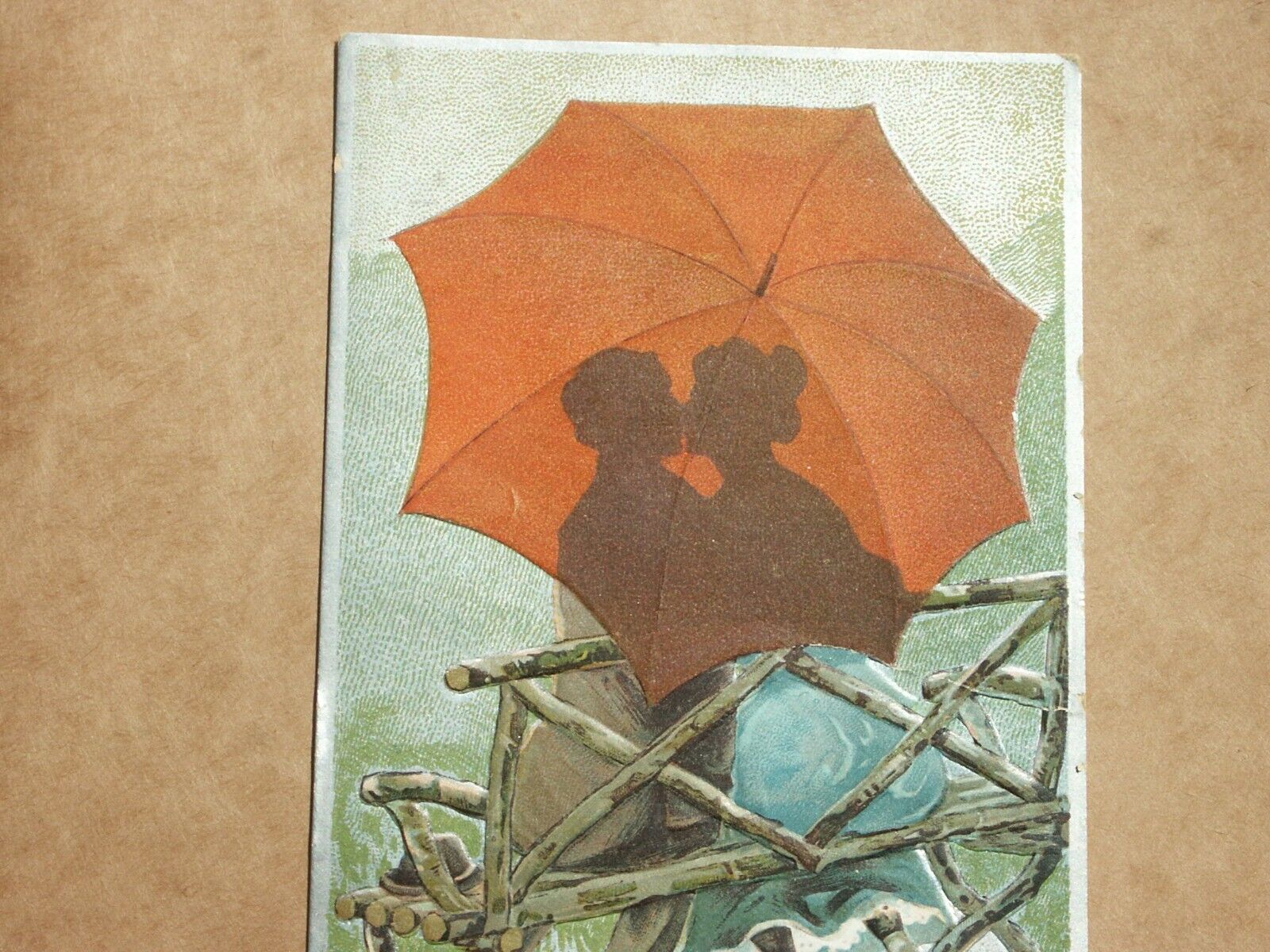 Vintage 1908 VALENTINE Postcard Postkarte Carte Postale Embossed Umbrella Used