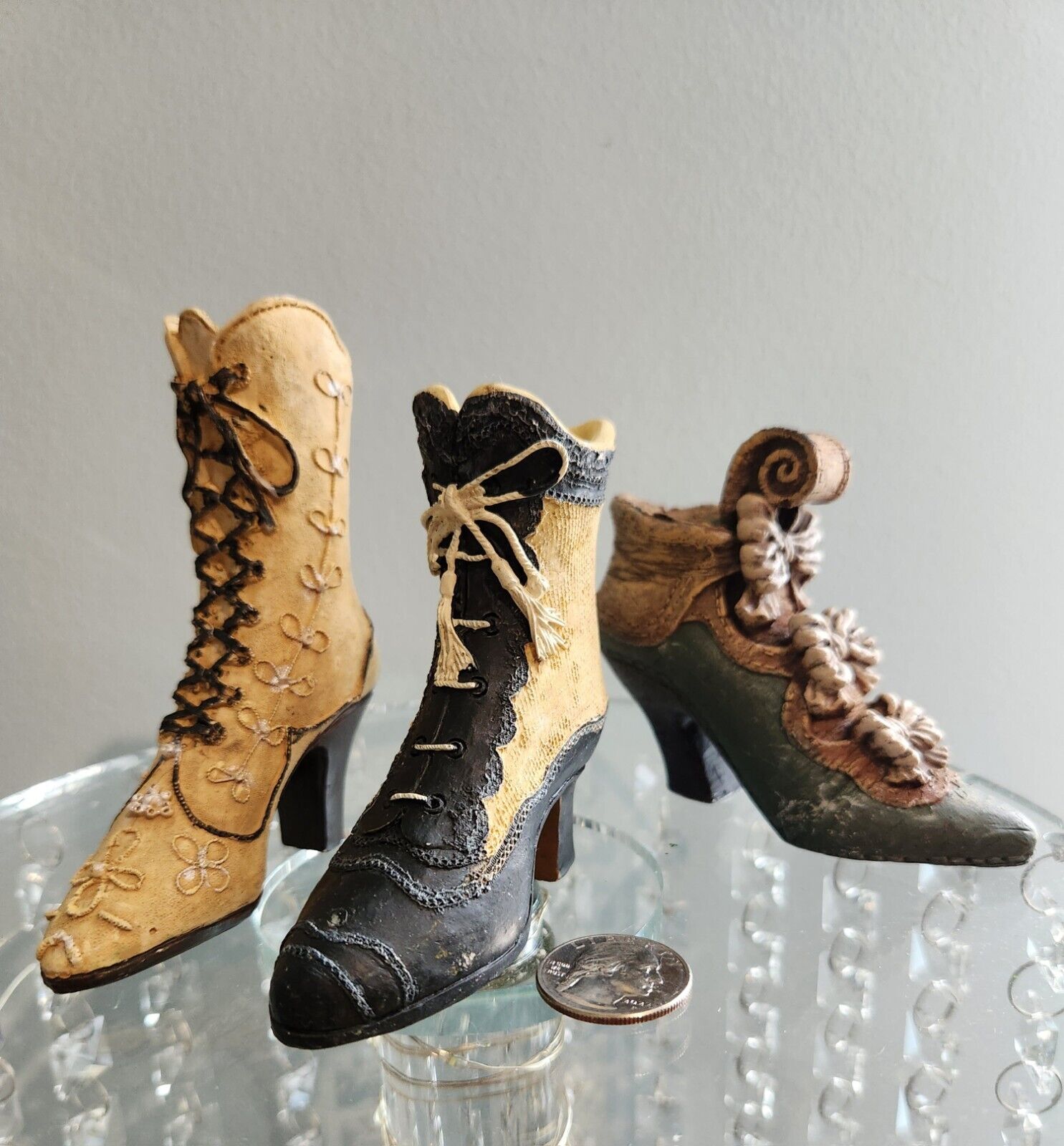Vintage Victorian Style Lot Miniature Shoe Boots Lace Up Collectibles 