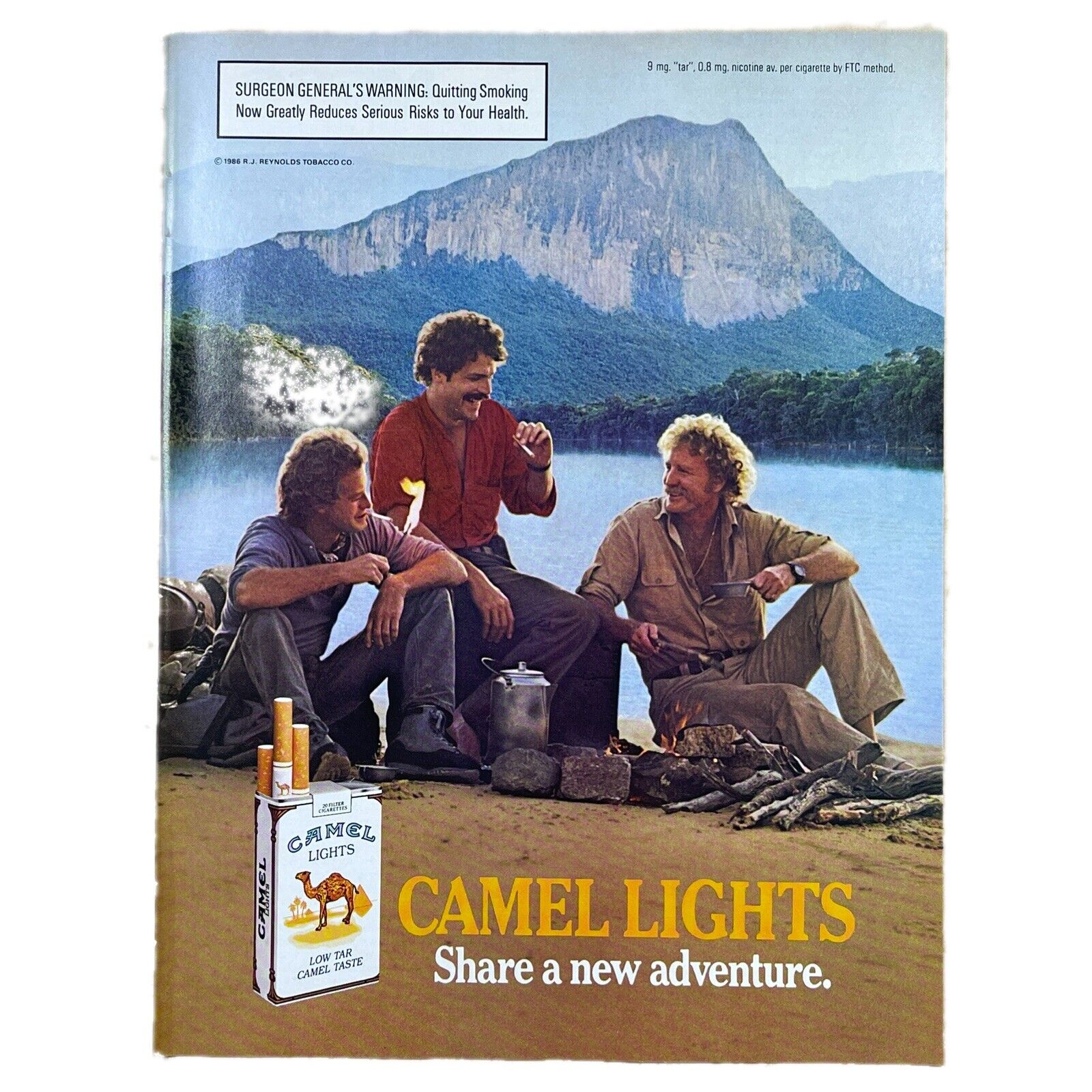 Camel Lights Cigarettes Print Advertisement Vintage 1986 80s 8.25” x 11”