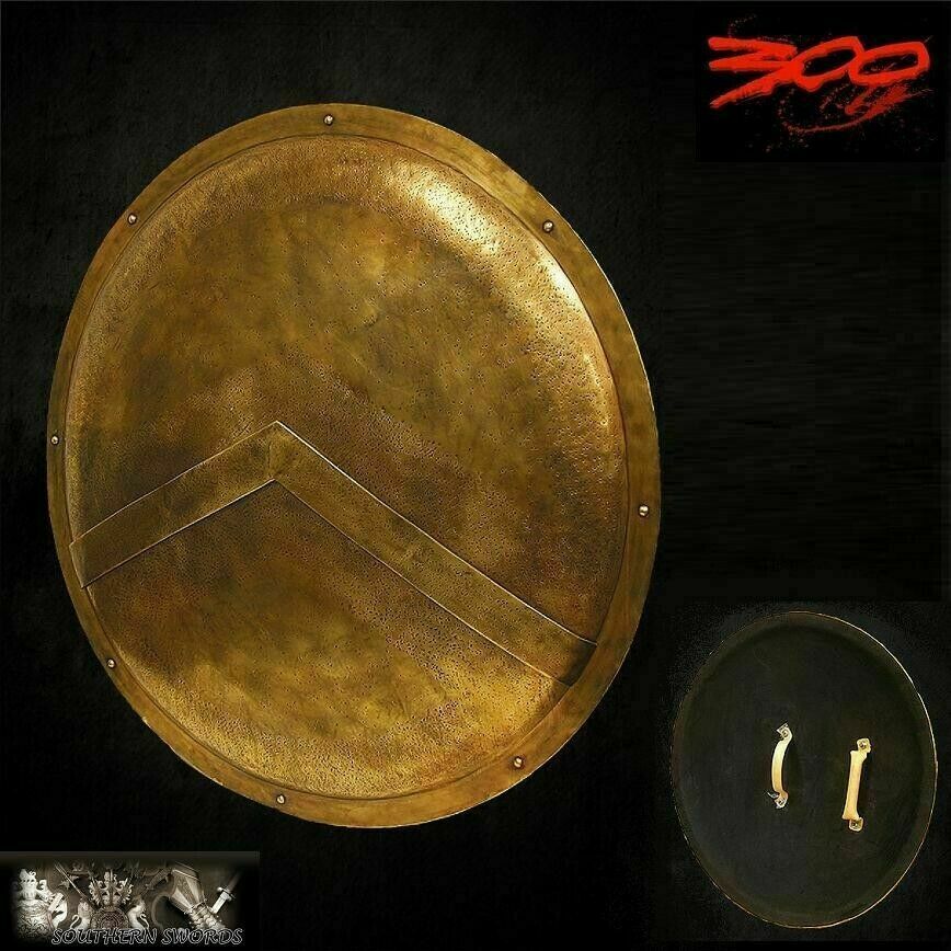 Medieval Brass Antique Round 300 Spartan Shield Armor Knives Collectible RSS161