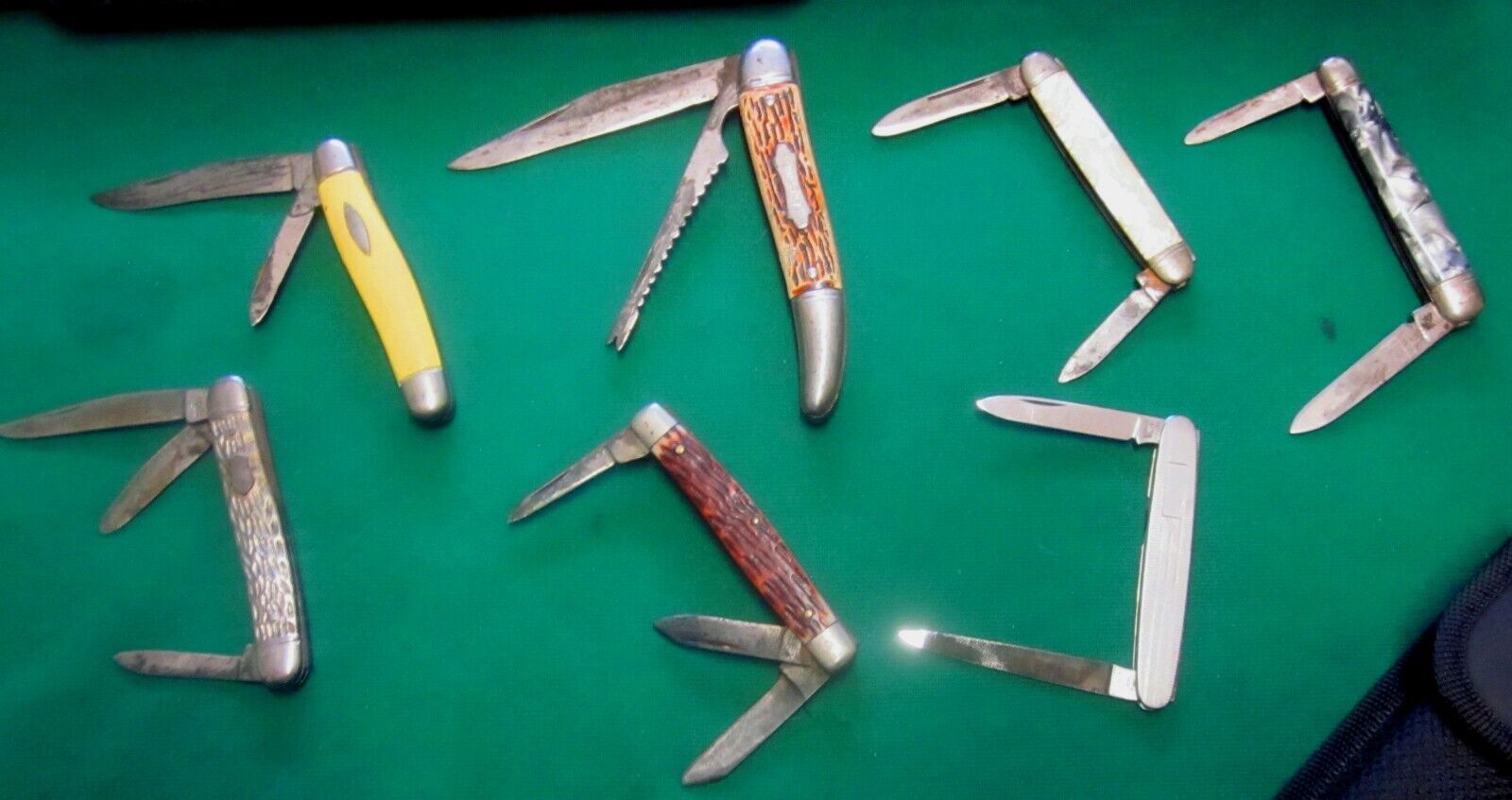 Lot  7 vintage pocket knives, Schrade, Syracuse, Colonial, Sheffield, Imperial