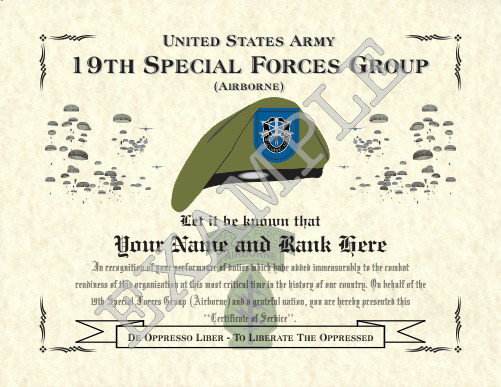 19th Special Forces Group (A) Personalized Art Print 8.5 x 11 (JUMP)