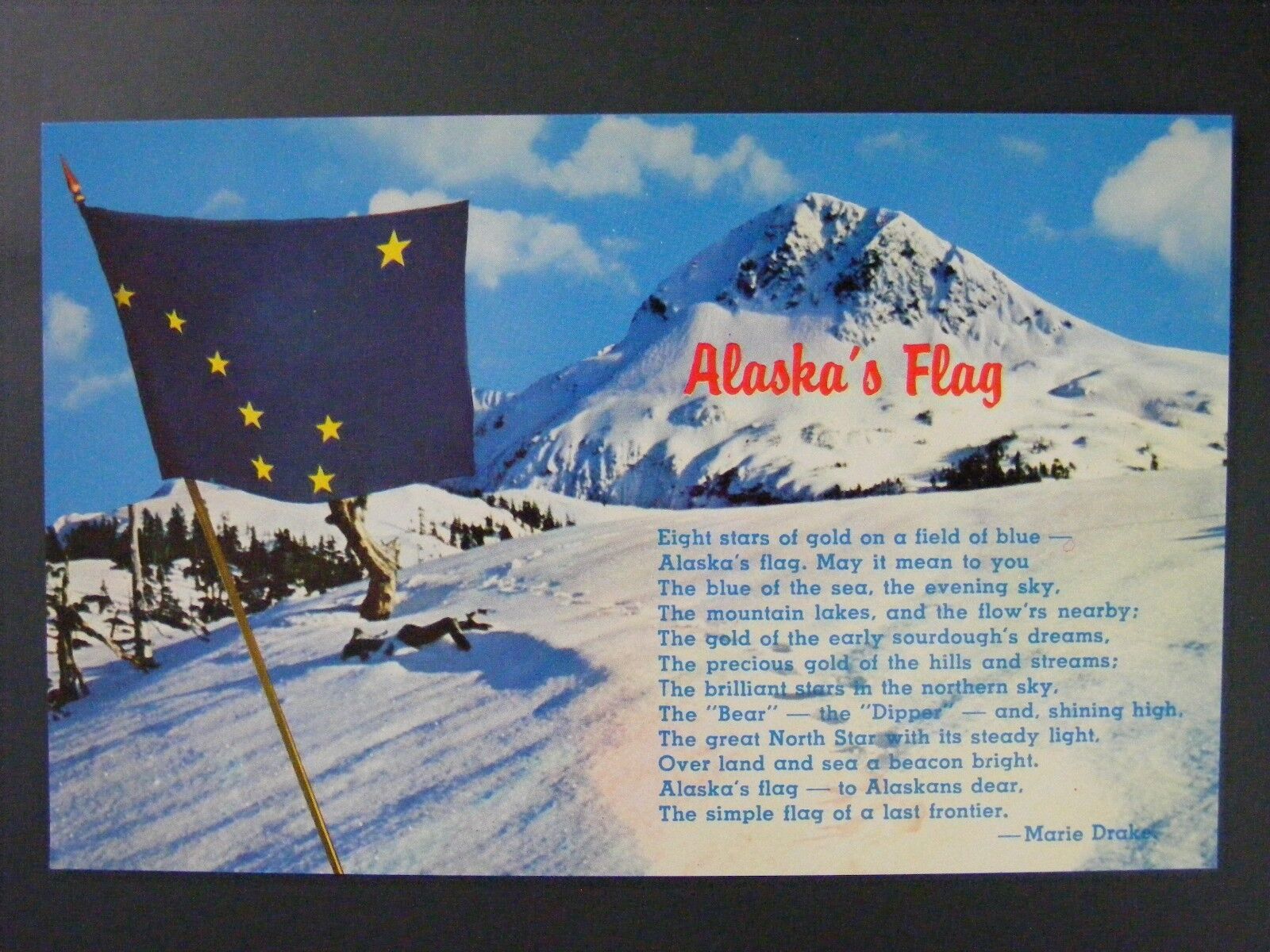 Alaska\'s State Flag Poem Vintage Color Chrome Postcard 1960s