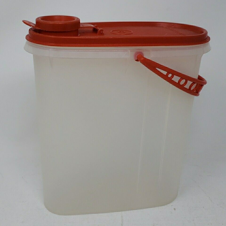 Vintage Tupperware Beverage Buddy Sheer Container 587 Red Lid 588 2 qt w Handle