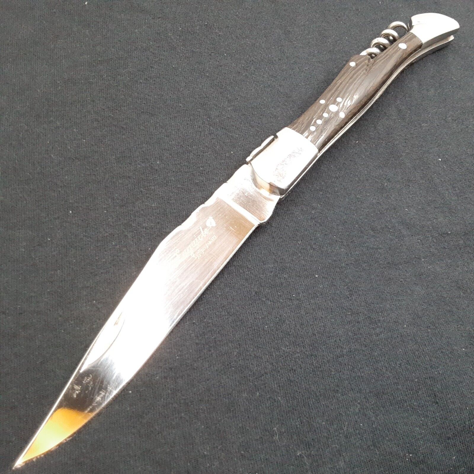 Laguiole Folding Pocket Knife by Flying Colors, Ebony Wood Scales w1