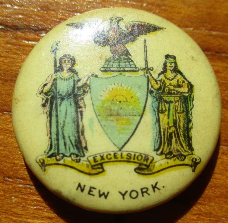 New York Button Pinback Whitehead + Hoag 1894-1896. Vintage Antique